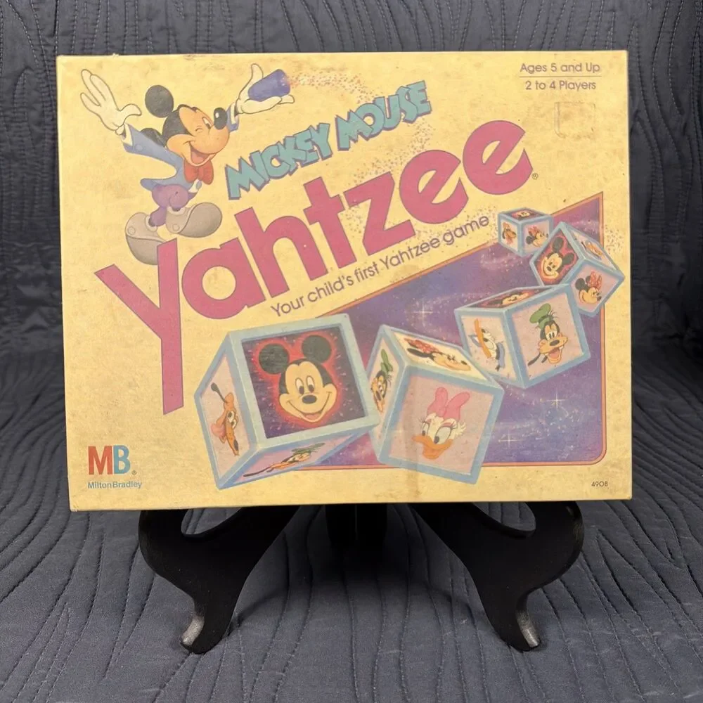 Vintage Mickey Mouse Yahtzee Game Milton Bradley MB Disney Complete? 1989